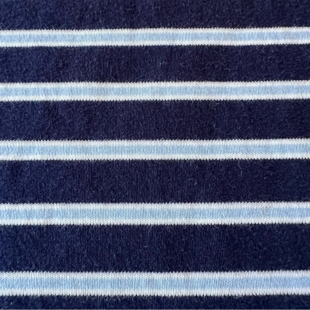 Ralph Lauren Polo Shirt Men's 100% Cotton Navy Baby Blue Stripes Classic Fit L